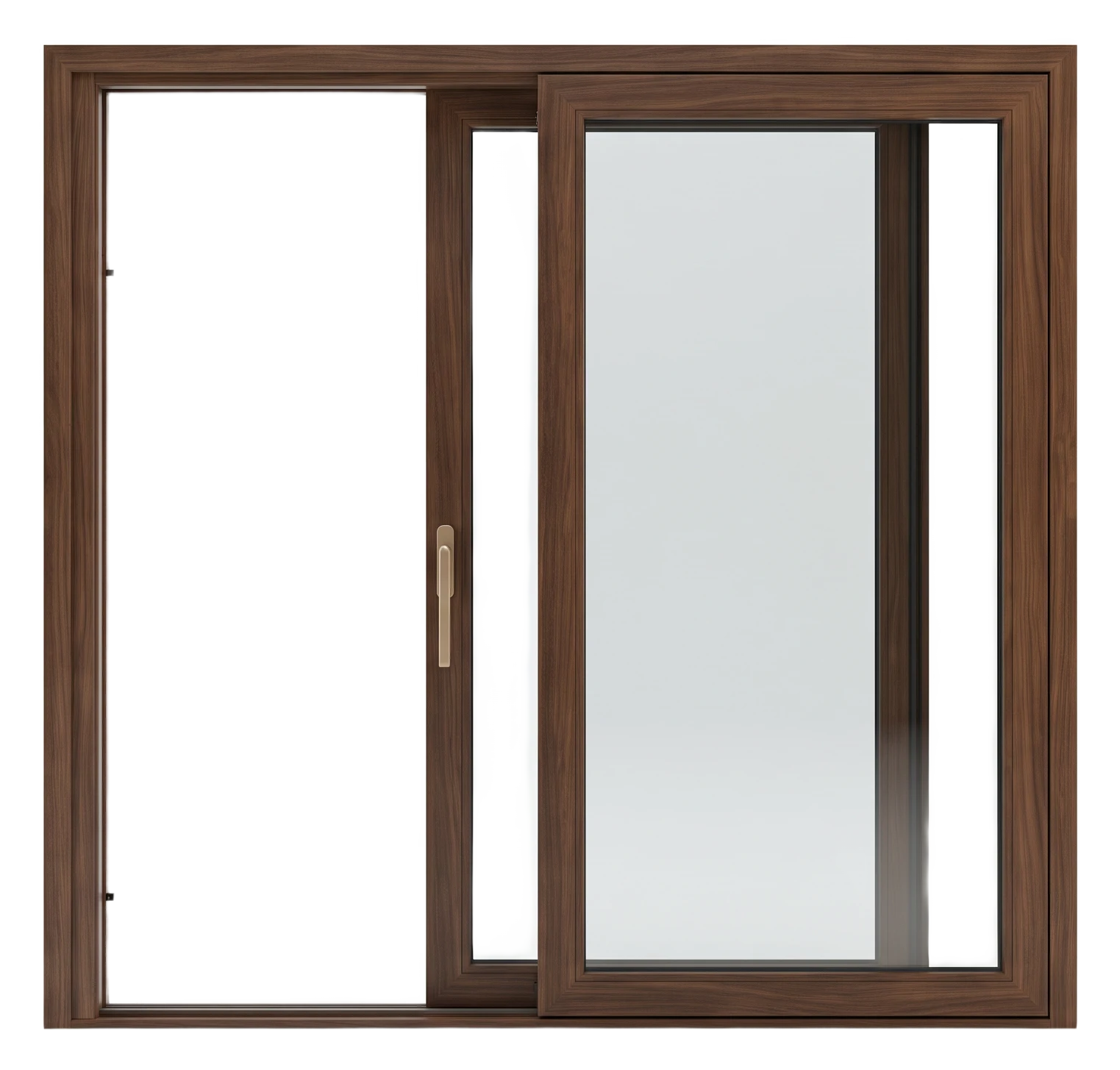 Two-panel sliding door in a dark walnut wood-effect finish (AI-generated)