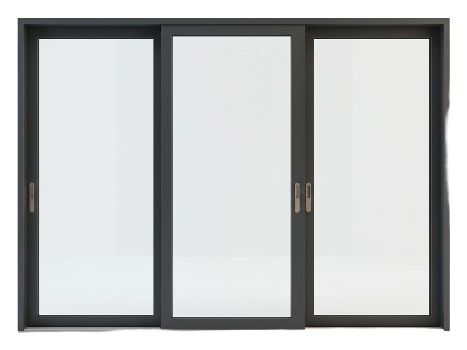 Three-panel aluminium lift-and-slide door in dark grey with slim profiles (AI-generated)
